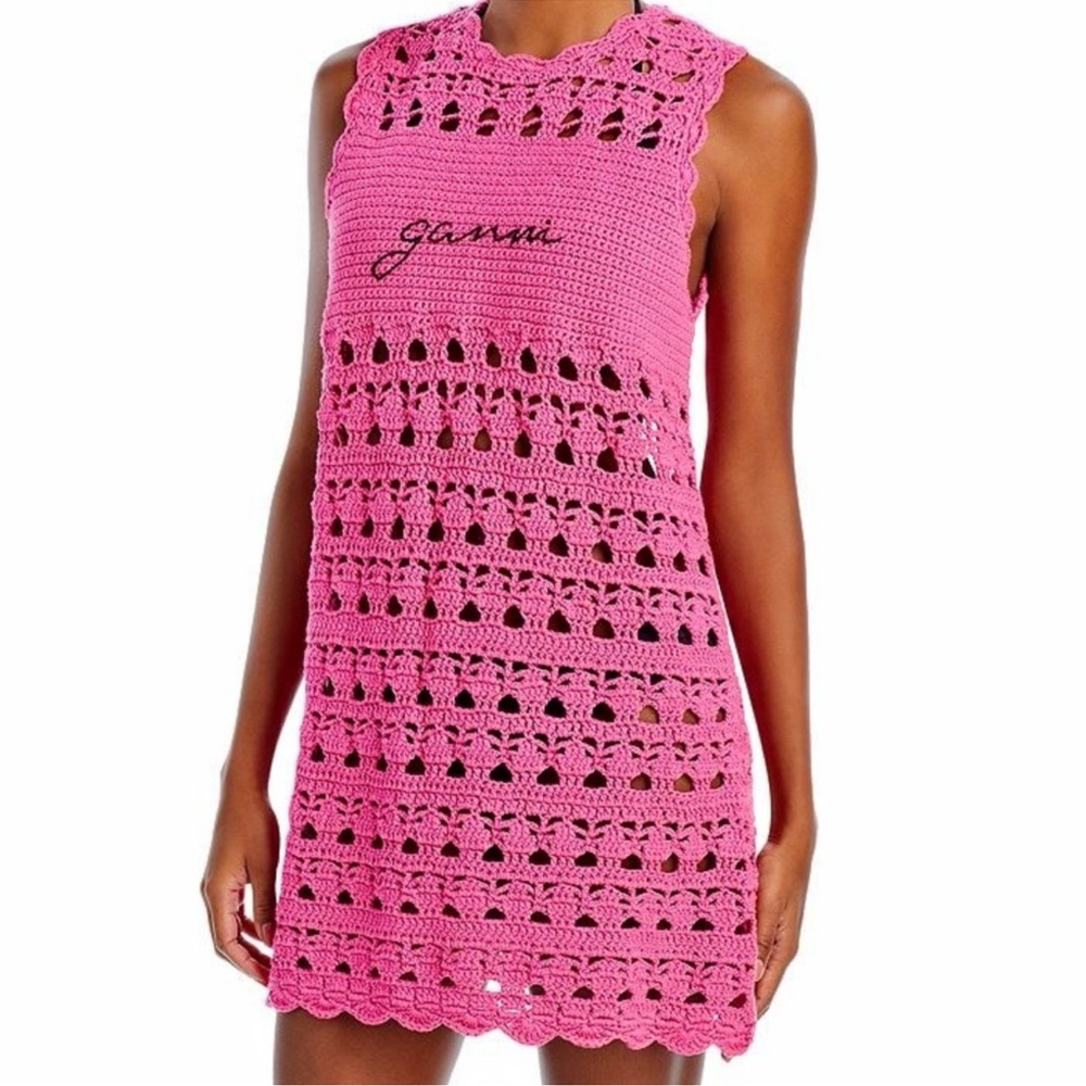 Ganni Pink Knit Swim Coverup